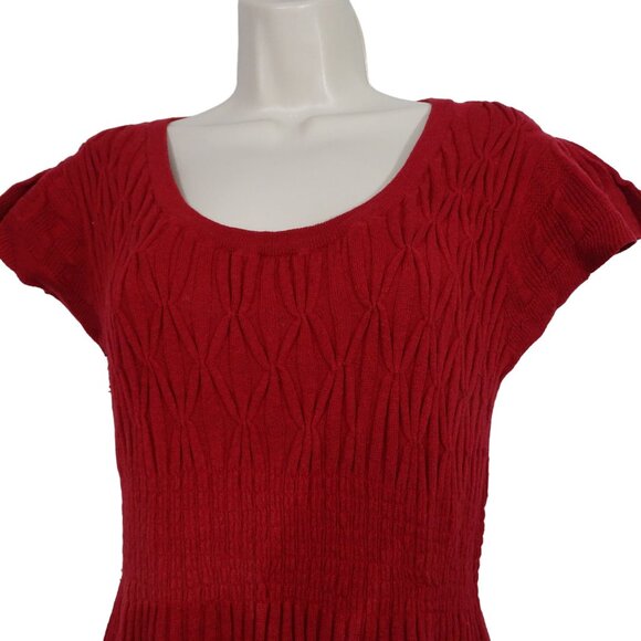 Sparrow Red Knit Sweater Dress Women Size L Wool Angora Blend Scoop Neck FLAW - Picture 2 of 10
